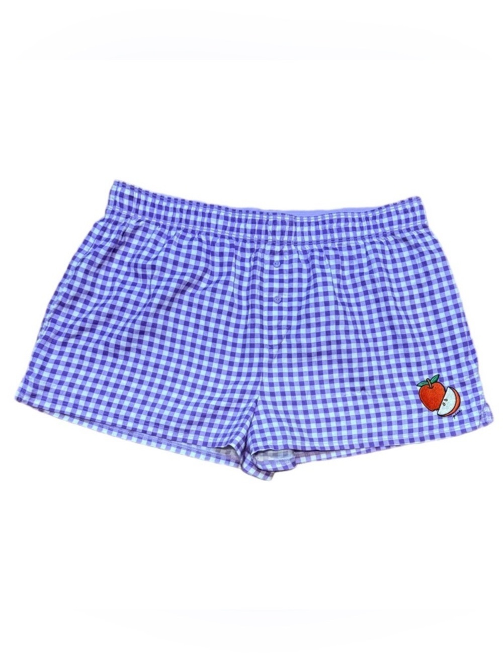 Victoria's Secret PINK gingham flannel sleep shorts purple white